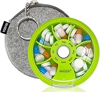 Vista 15 de INVODA - Organizador semanal de pastillas con 7 compartimentos, pastillero giratorio para medicación diaria y vitaminas - Estuche portátil de viaje