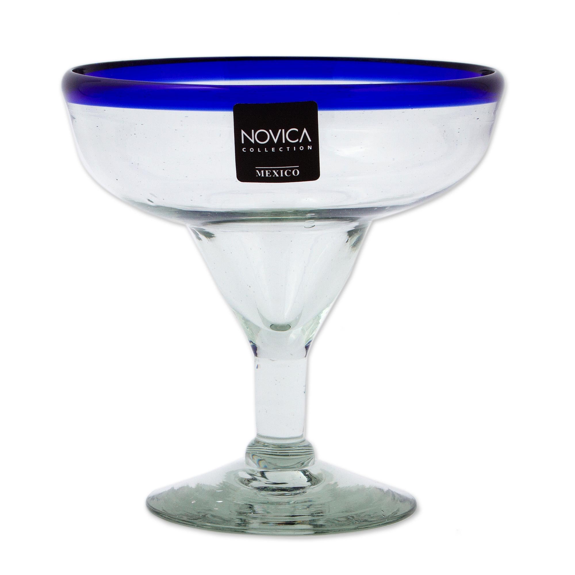 NOVICA 'Confetti Kiss' Margarita Gläser – Set Aus 6 Mundgeblasenen Gläsern, Bunte Ränder, 7 Zoll