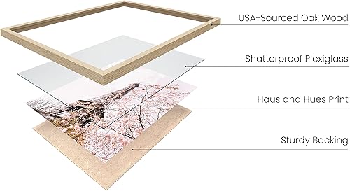 Miniatura 2 de HAUS AND HUES París - Juego de 4 pósteres de pared (rosa, 11 x 14), marco beige, decoración de dormitorio para niñas