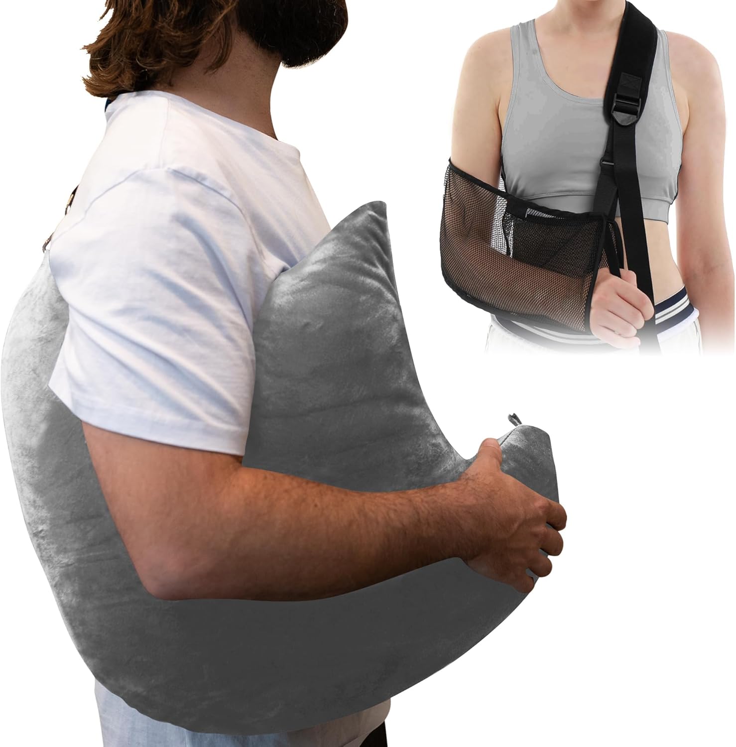 Zomaple Shoulder Surgery Pillow - Pain Relief for Torn Rotator Cuff, Broken Arm, Dislocated Shoulder & Post-op Care - After Surgery Recovery Healing & Side Sleeping Arm Support Pillow with Mesh Sling