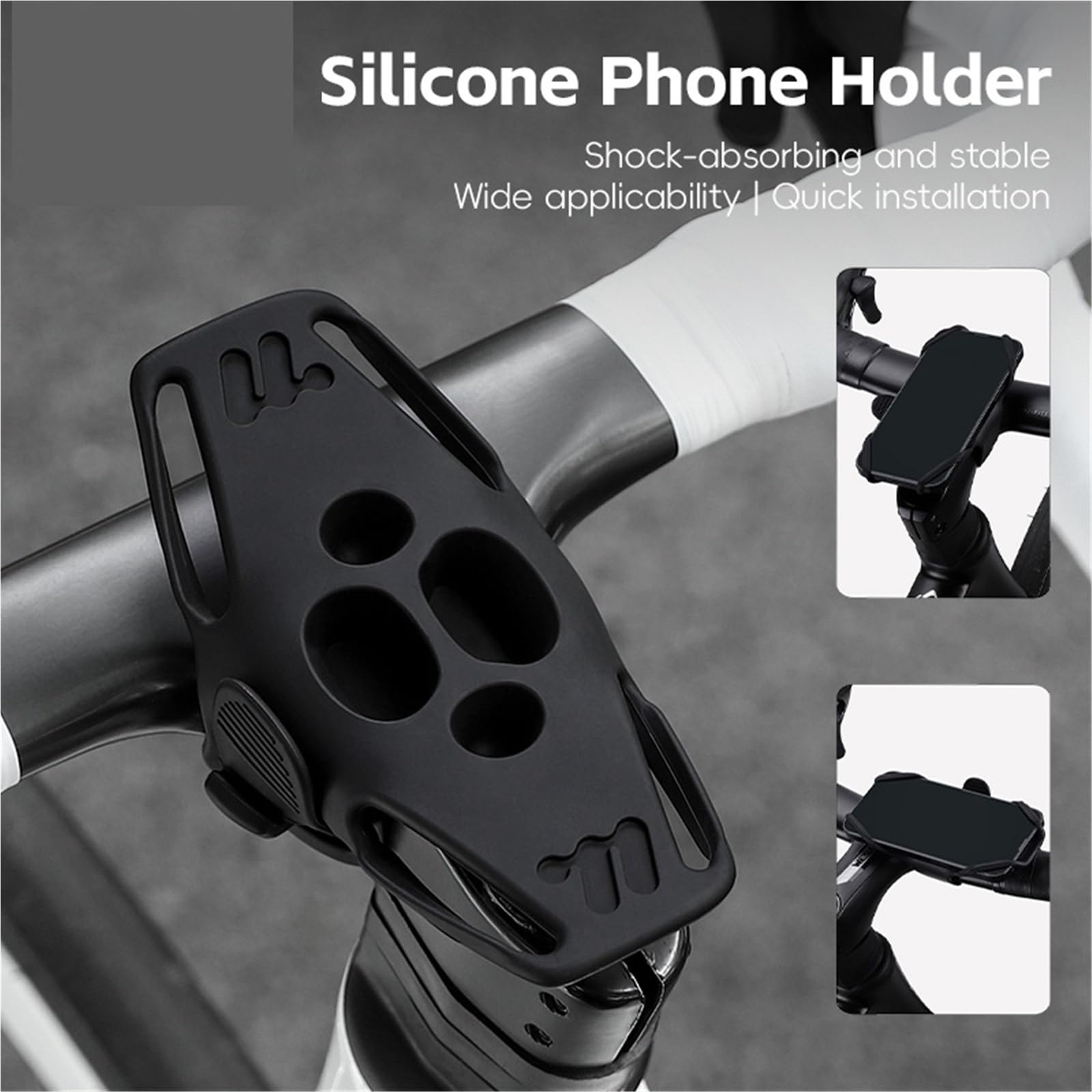 Support Telephone Velo Support for téléphone Portable de vélo Route VTT Support for en Silicone Guidon Forme Normale Accessoires universels(2PCS -Gray)