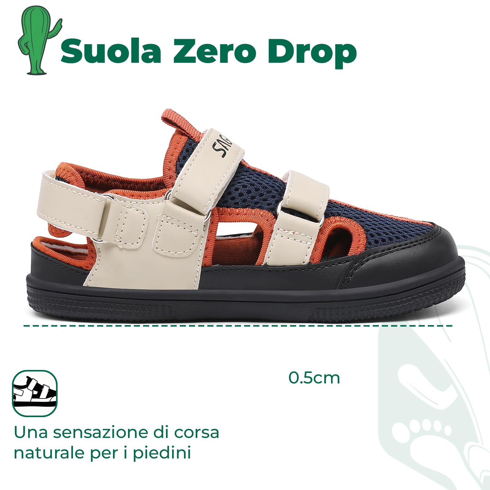SAGUARO Sandali Bambino Estivi - Punta Chiusa & Leggeri & Punta Ampia, 25-36