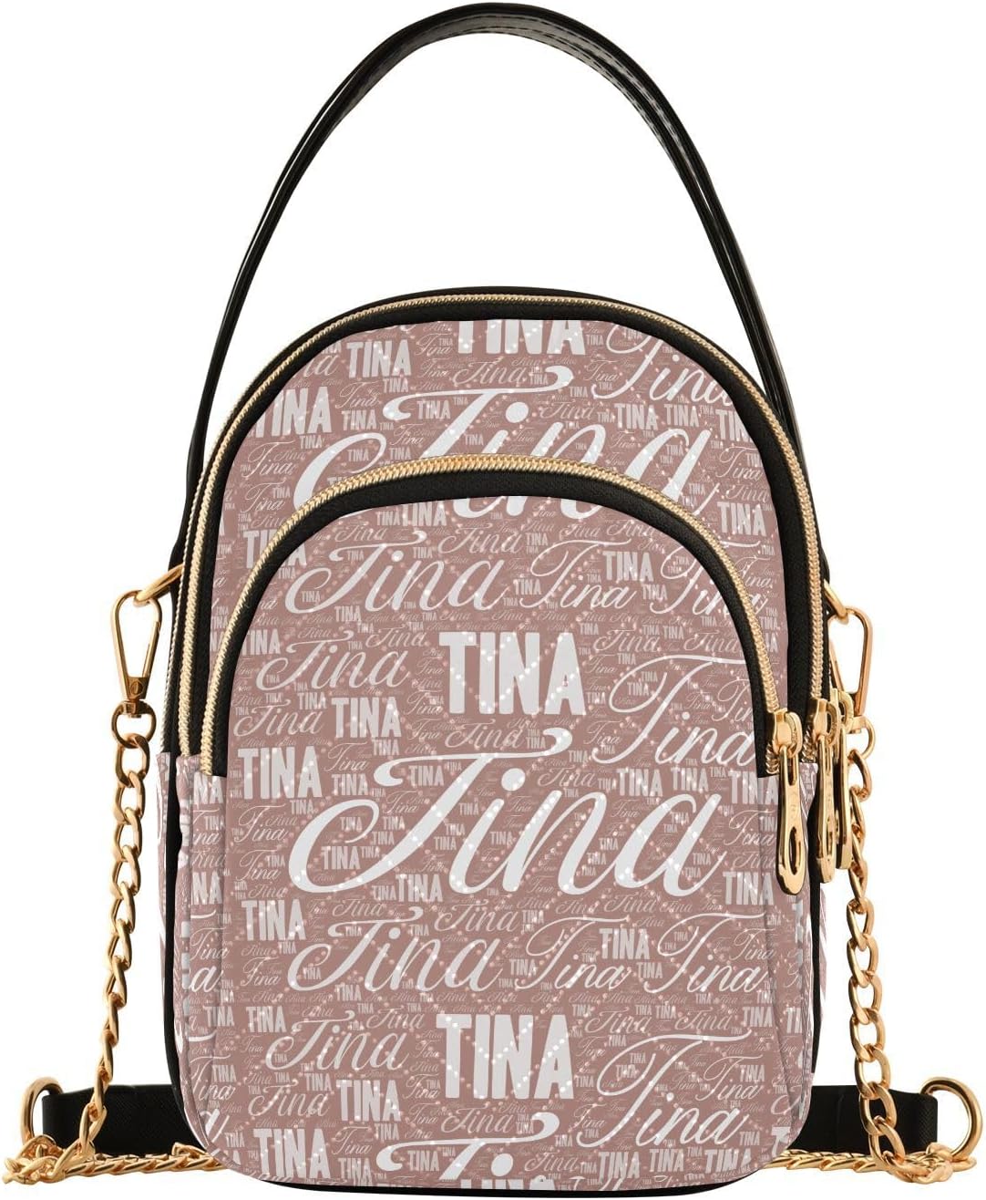 Custom Name Crossbody Bag for Women Cell Phone Purse Wallet with Removable Chain Shoulder Handbag for Travel Work