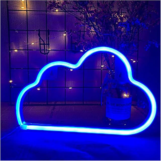 ENUOLI Neon Light Cloud Neon Signs Cloud Neon Lights Blue Neon Light Signs for Bedroom Walls Neon Night Lights for Children LED Neon Signs Battery/USB Neon Light Cloud Neon Light up Signs for Party
