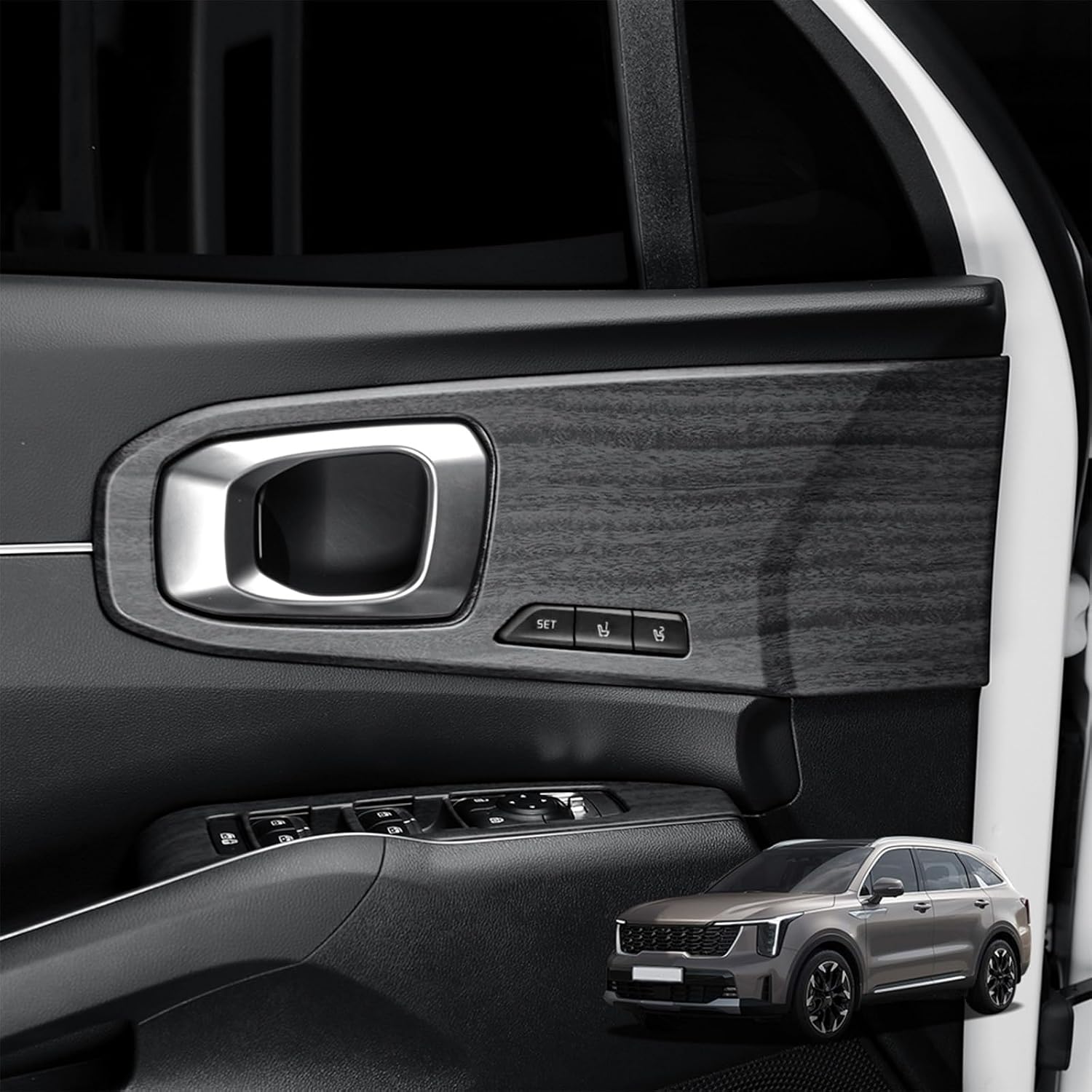 Style ABS Car Interior Door Panel Cover Inner Door Protective Cover Trim Set Compatible with Kia Sorento 2021-2025 MQ4 Accessories (Carbon Fiber Pattern)