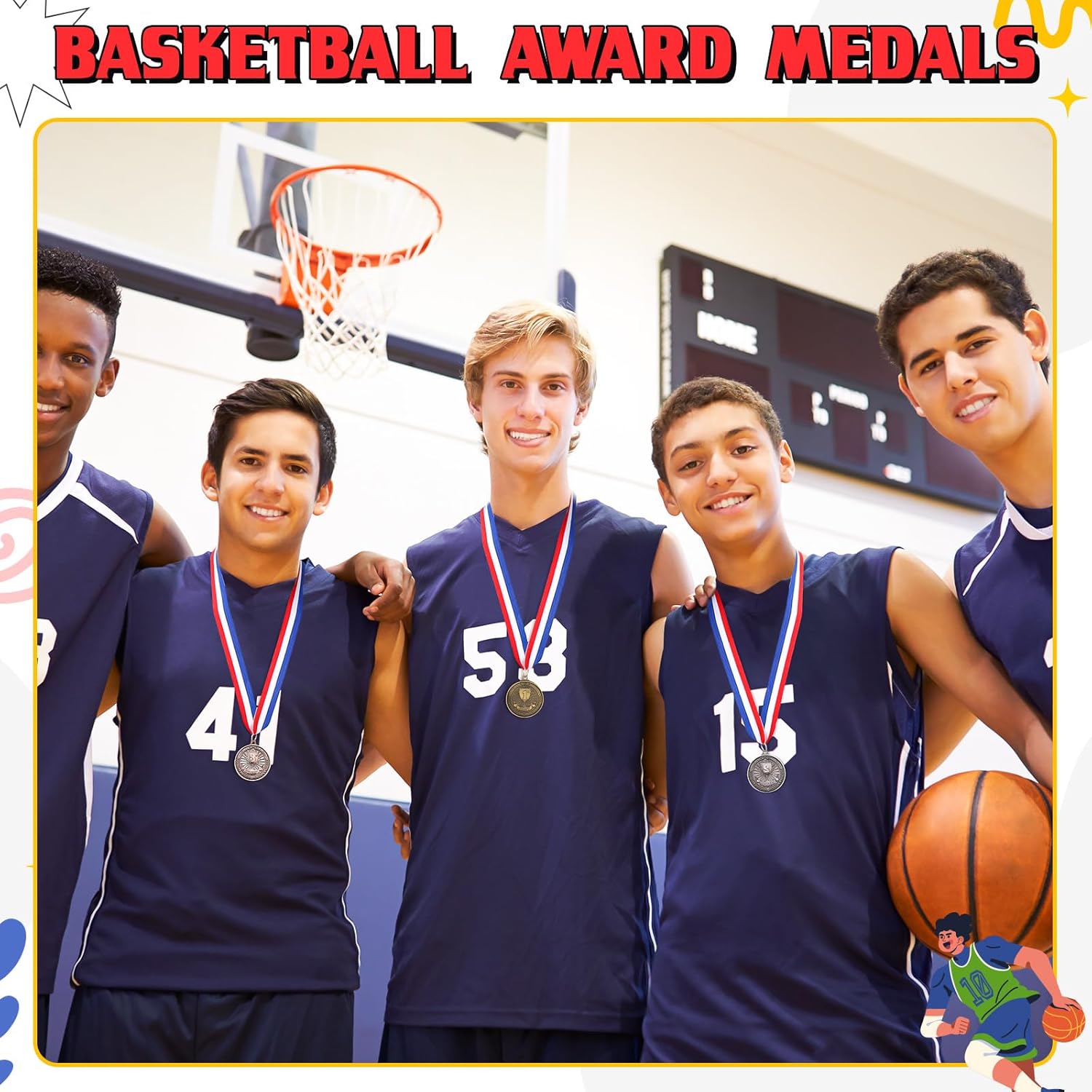 RoundFunny Award Medals 1st 2nd 3rd Place Medals Metal Winner Trophy Awards Gold Silver Bronze Prizes for Sports Competitions Party, 2 Inches