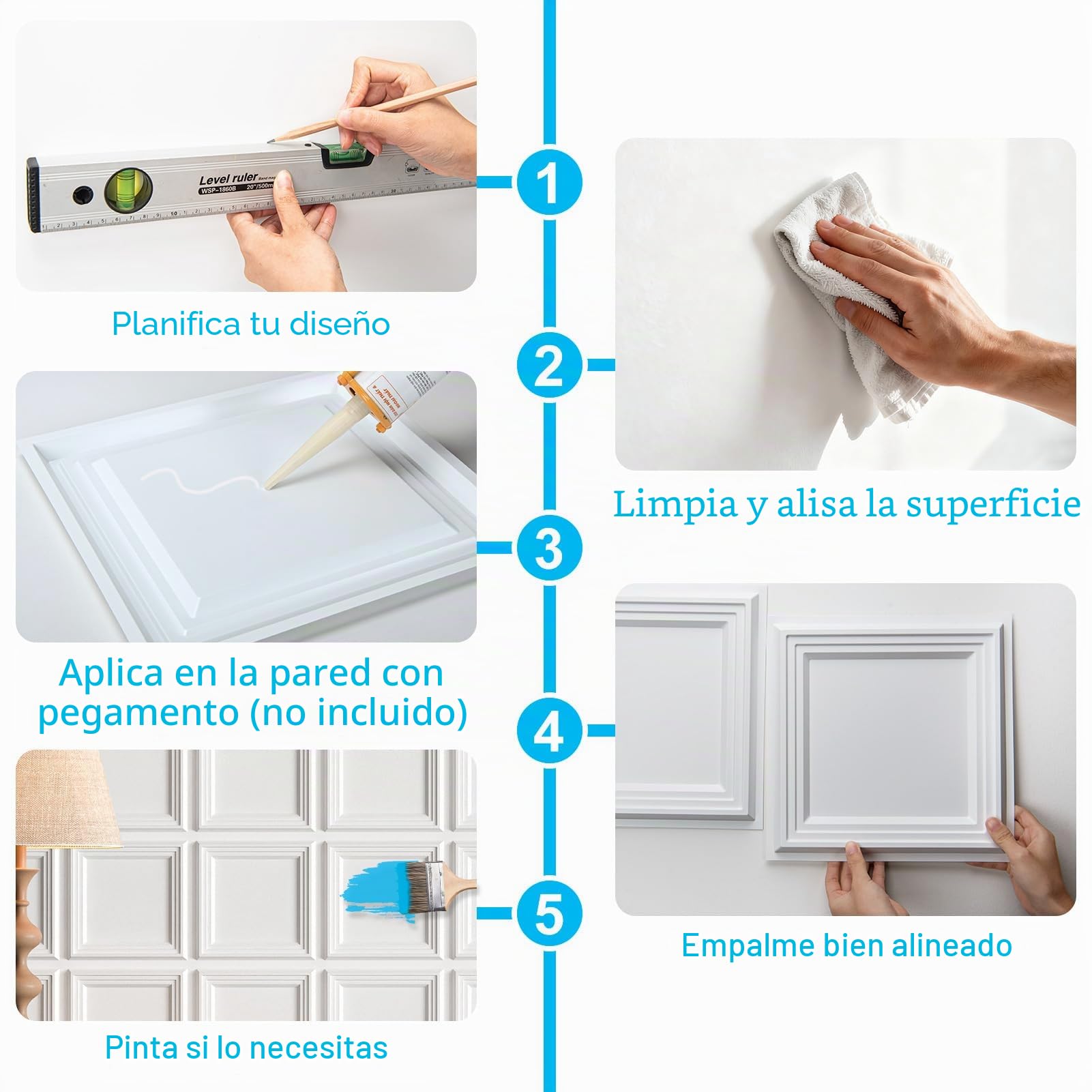 Art3d Paquete de 33 paneles de pared con textura 3D para decoración de interiores, paneles de pared decorativos de PVC impermeables para sala de estar, dormitorio, sala de juegos, 30 x 30 cm, Blanco