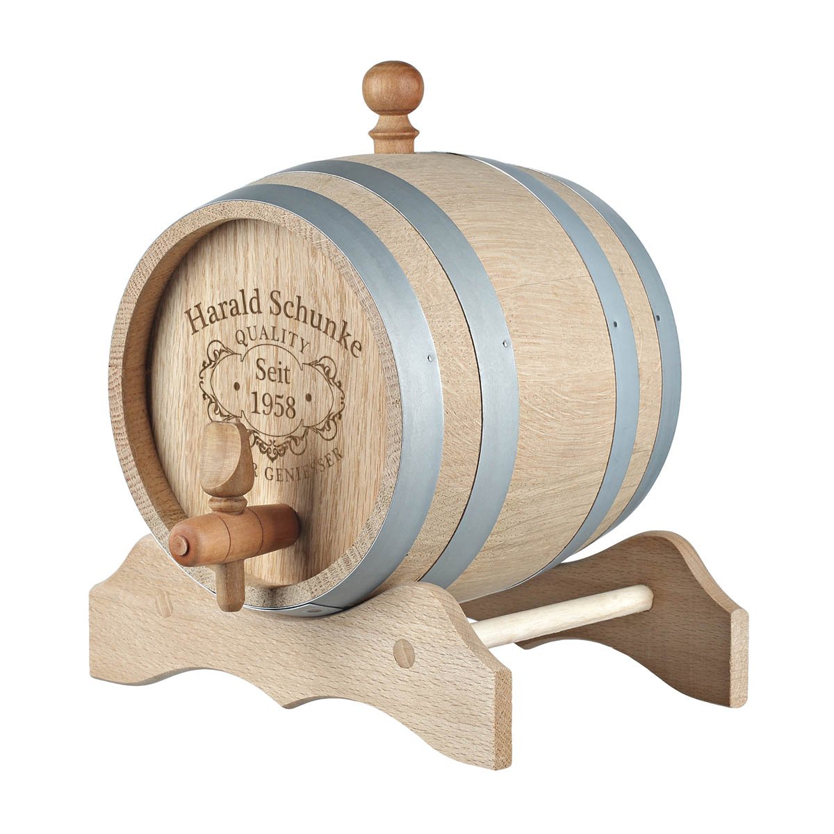 polar-effekt 2 Liter Holzfass Personalisiert mit Namens-Gravur - Originelles Eichen-Fass für Whisky oder Wein - Geschenkidee für Männer - Motiv Quality Whisky
