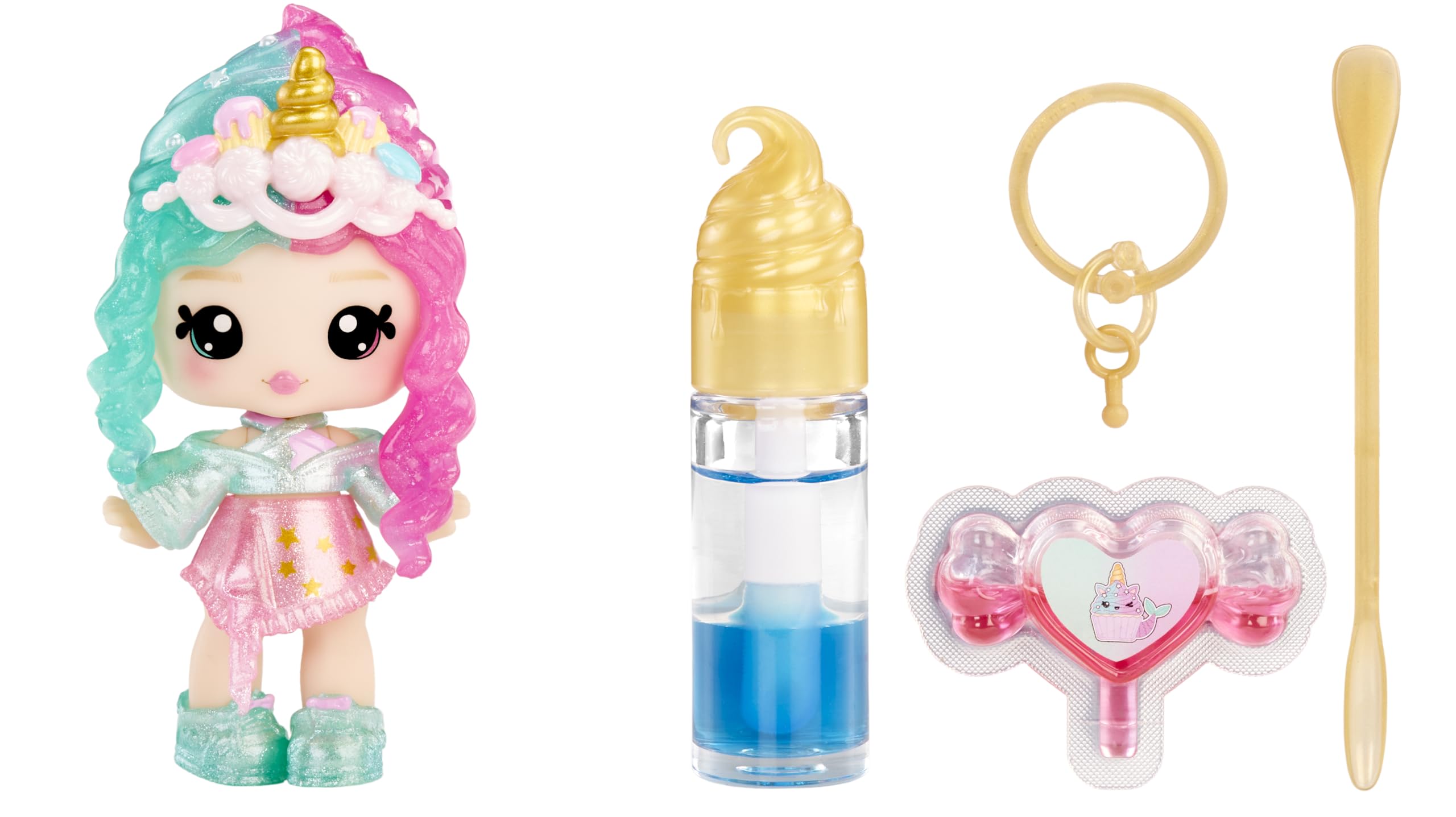 Yummiland Lip Gloss Doll: Mystery Color Change, Phoebe Frappe, Includes 1 Doll, DIY Lip Gloss + Removable Keychain