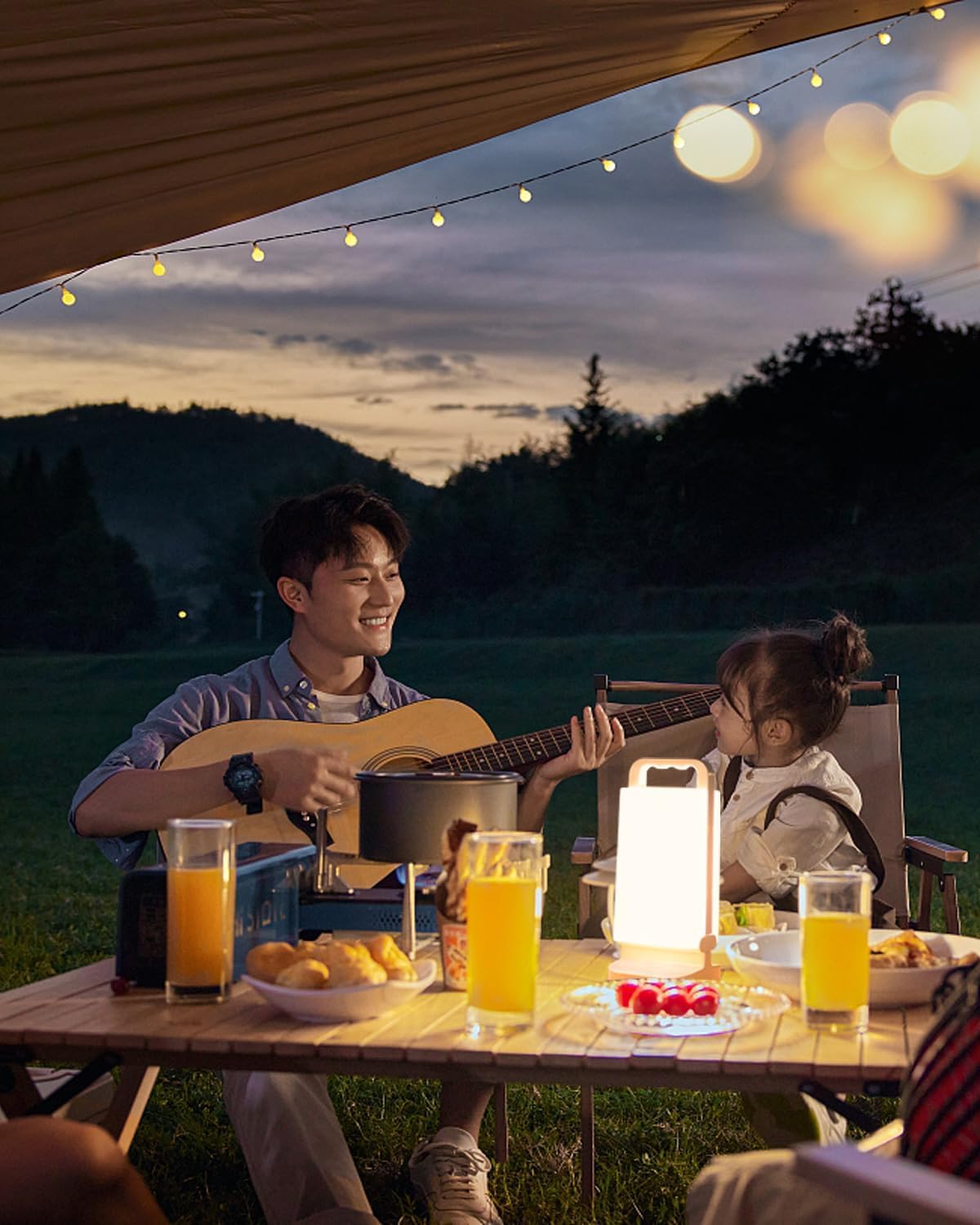 Lepwings Lampada da Campeggio Solare Ricaricabile 6000mAh, Lanterna LED Portatile da Esterno fino a 80 Ore, Funzione Power Bank, Luce Touch IPX4 Impermeabile per Tenda, Escursione ed Emergenza