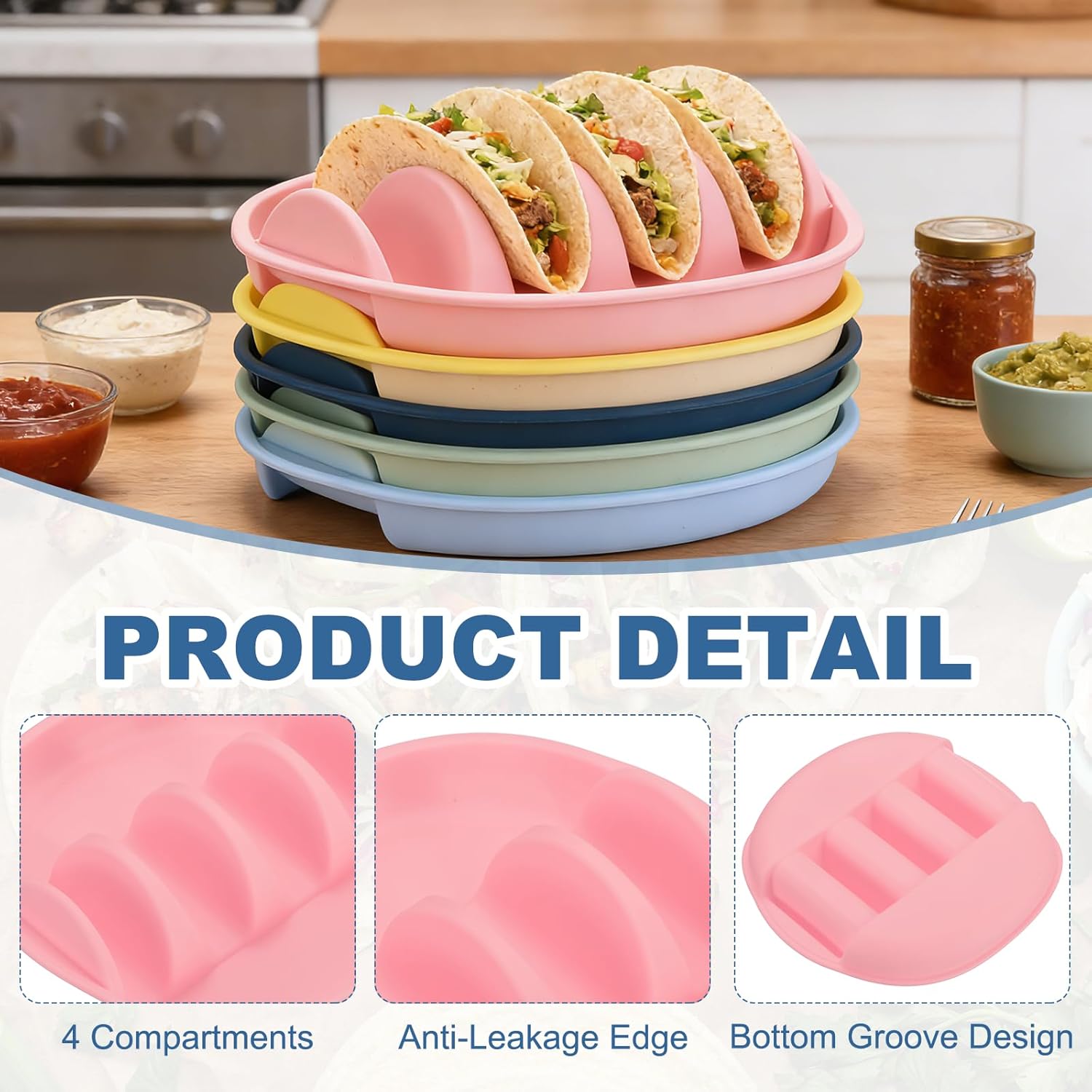 uxcell 2 Pack Tortilla Warmer Container, Tortilla Holder with 4 Compartments, Mexican Taco Warmers 10" x 10" Plastic Tortilla Containers for Restaurant Plating Picnic Tableware, Pink