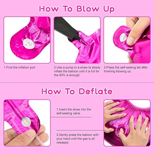 Miniatura 4 de RUBFAC Globo rosa intenso del número 8 de 40 pulgadas, globos rosas de gran tamaño, decoraciones de cumpleaños 8 para niña, globos de números de