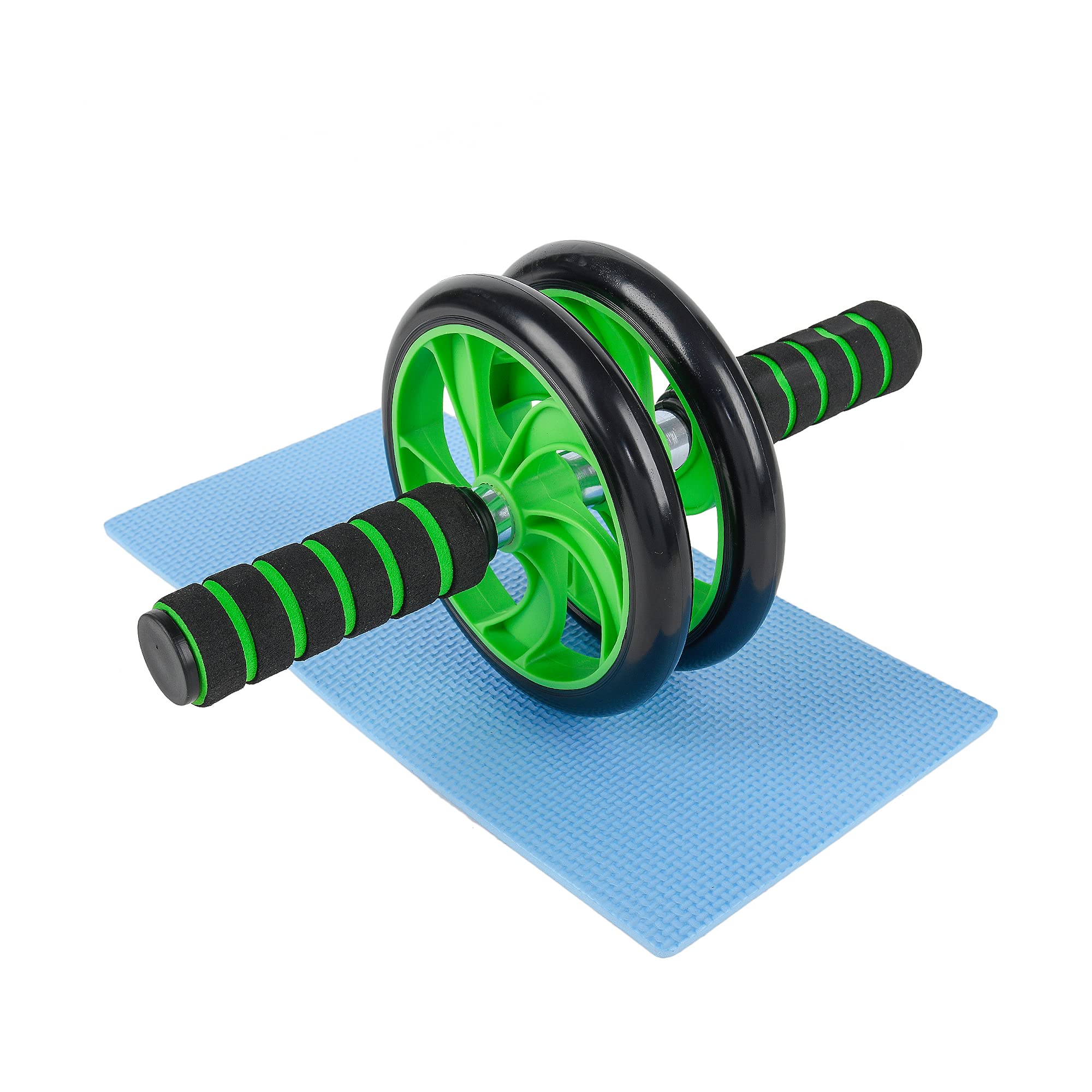Ssanvi Home & Gym exercise For Abs Stomach abs roller Double Wheel Total Body AB Roller Core Workouts for Men and Women Home & Gym Exerciser abs Workouts Equipment With Knee Mat (Green)
