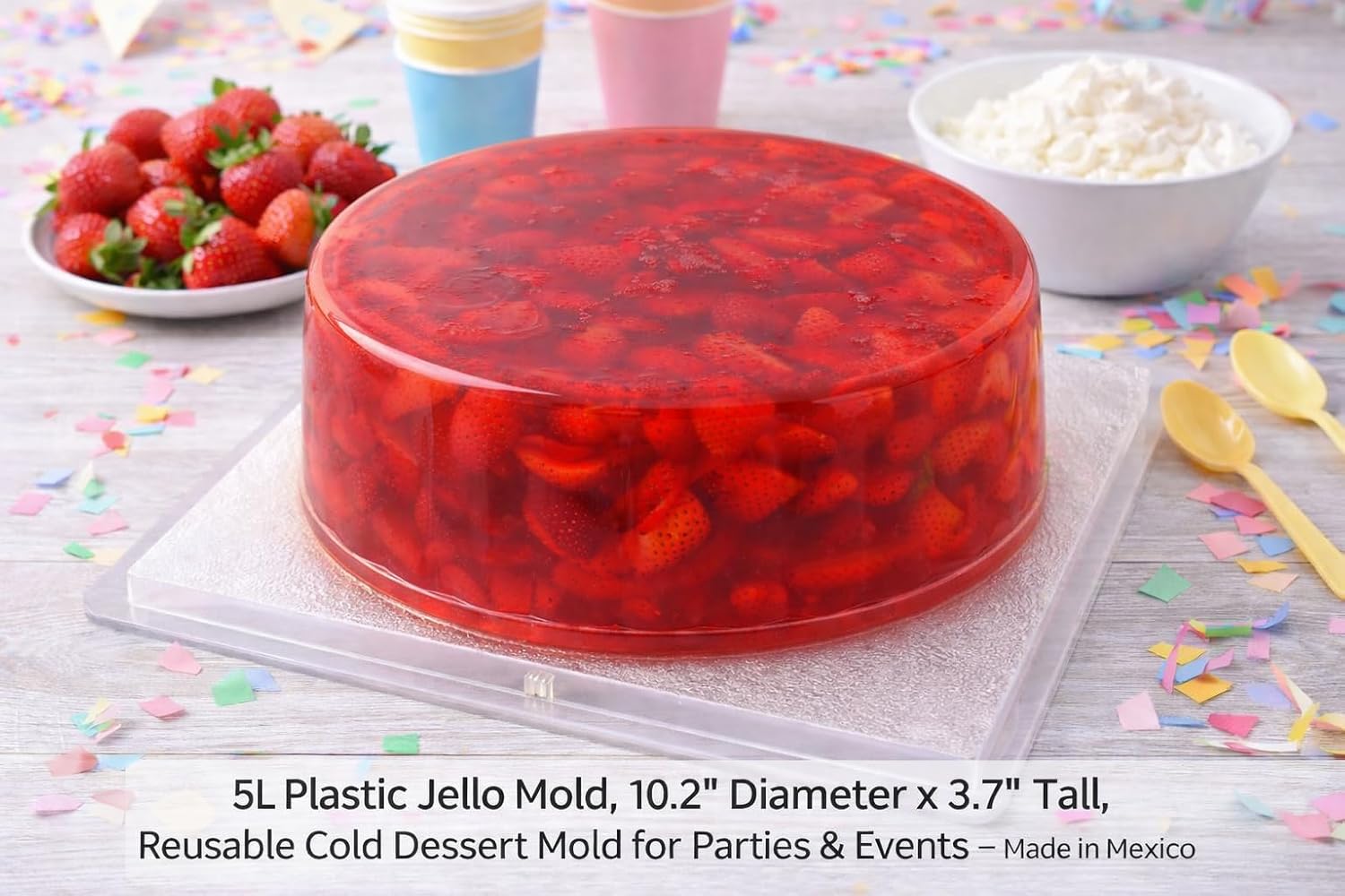 Round Gelatin Mold – Molde Redondo para Gelatina – Plastic Jello Mold for Gelatin & Cold Desserts – Made in Mexico (5 Liter)