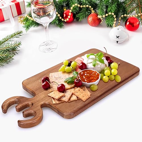 Miniatura 2 de Tablas de charcutería de Navidad, regalos para mujeres, tabla de cortar de madera de acacia con asa, bandeja de frutas y verduras de Navidad, platos