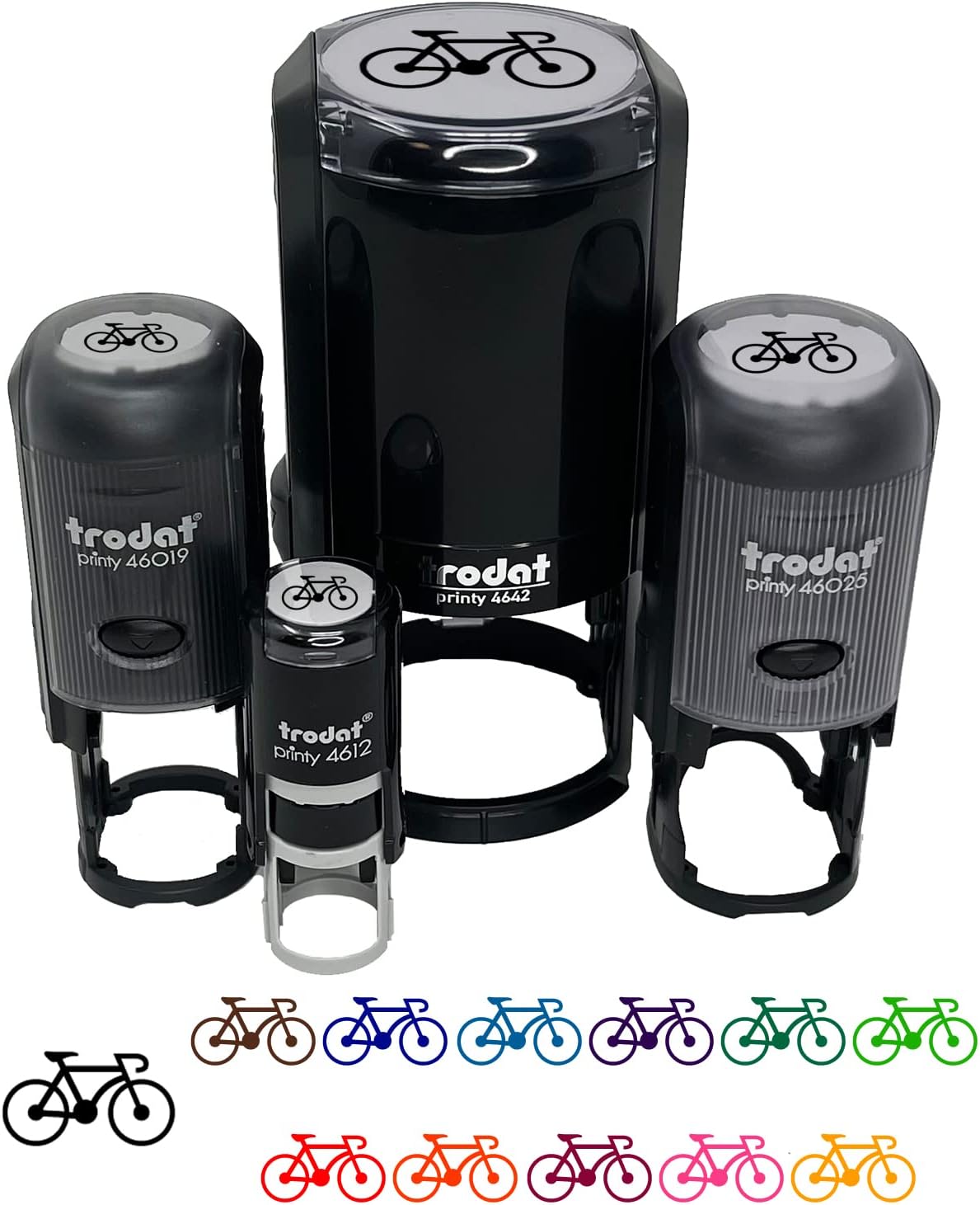 Racing Bike Bicycle Cyclist Cycling Self-Inking Rubber Stamp Ink Stamper for Stamping Crafting Planners - 1-1/2 Inch Large - Blue Ink