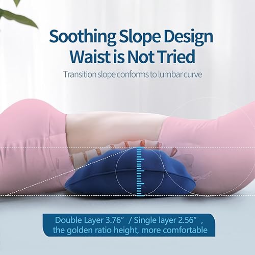 Vista 6 de Almohada de apoyo lumbar ajustable RESTCLOUD de espuma viscoelástica para dormir, almohada de soporte para la espalda para aliviar el dolor