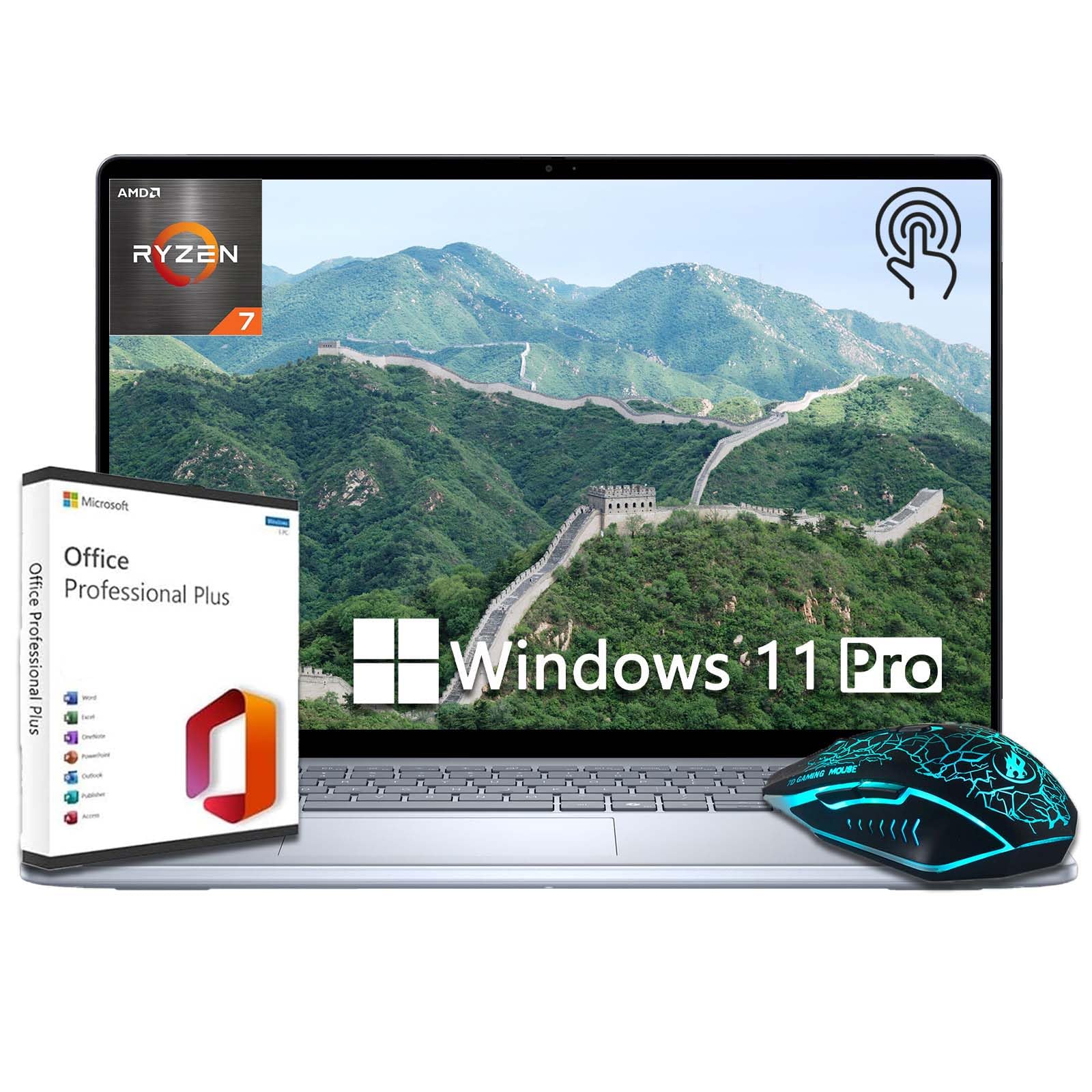 Dell Inspiron 16 Business Laptop,16" 16:10 FHD+ (1920 x 1200),AMD Ryzen 7-8840U,64GB DDR5 RAM,4TB SSD,Backlit Keyboard,WiFi 6,Microsoft Office Lifetime License &amp; Designed Mouse,Win 11 Pro