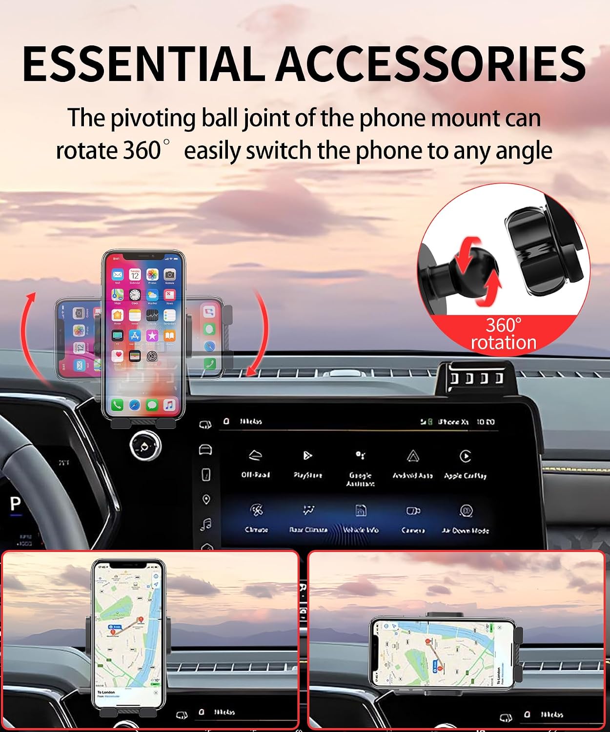 Car Phone Holder for 2023 2024 2025 2026 Chevrolet Colorado Accessories 11.3 Inch Screen Fixed Clip Cell Phone Mount Hands-Free 360 Degree Rotation image 3