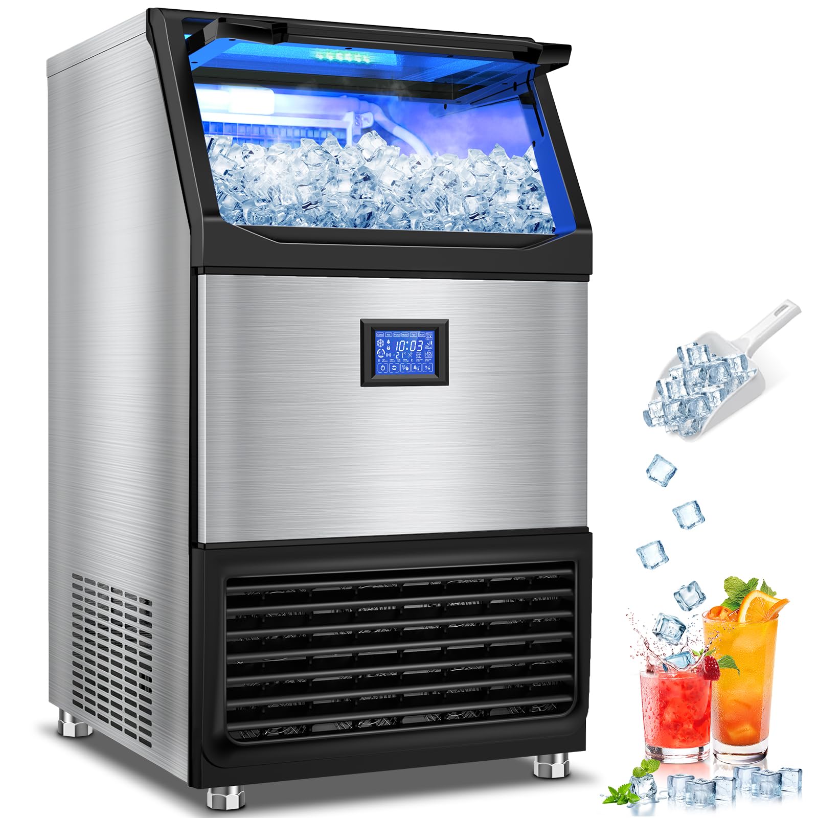 Photo 1 of ***PICK UP WITH TRUCK*** ***VERY HEAVY ITEM*** Commercial Ice Maker Machine, 500 lbs/24H with 132 lbs Storage Bin, 162 Ice Cubes in 6–20 Mins, Self-Cleaning, Stainless Steel Large Undercounter/Freestanding Ice Maker for Home, Bar, Restaurant