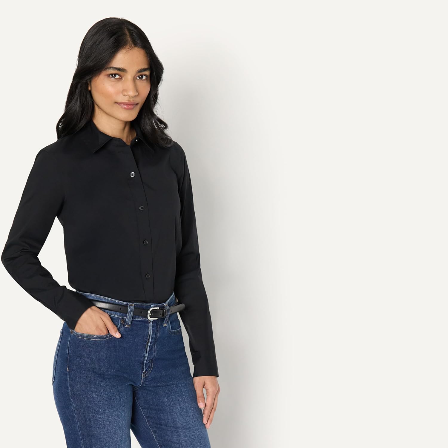 Amazon Essentials Women's Slim-Fit Stretch Poplin Button-Up Dress Shirt - Image 2