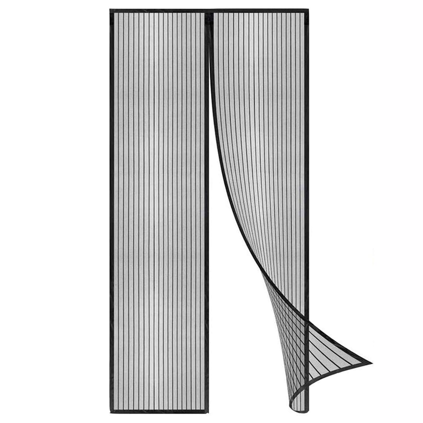 Moustiquaire à Fermeture Aimantée，Écran Magnétique Rideau De Porte Défense Contre Moustiques Ou Insectes Convient Portes Jusqu'àKit D'Installation Complet Punaises Et Bande Adhésive Inclus（Blanc Noir）