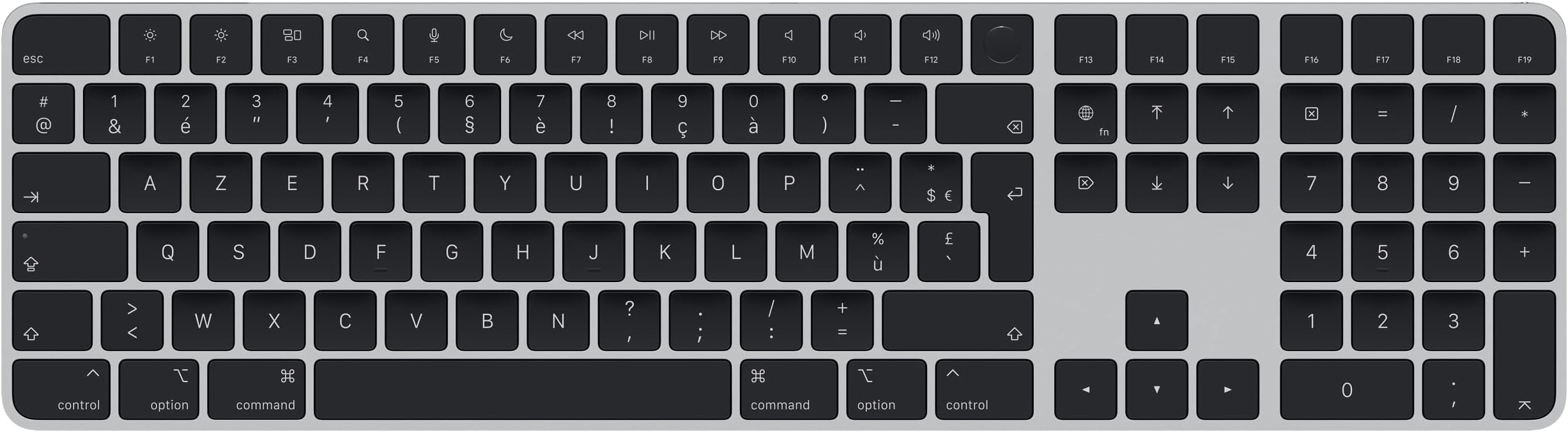 AppleMagic Keyboard with Touch ID and Numeric Keypad: Wireless, Bluetooth, Rechargeable. Works with Mac Computers with Apple Silicon; French - Black Keys
