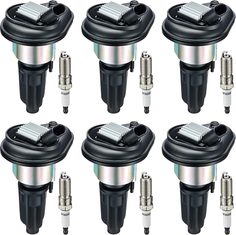 Kit de bobinas de ignição UF303 e velas de ignição 5019 BDFHYK para Buick Rainier – 12 unidades