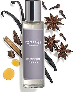 PINROSE Perfumes Campfire Rebel - Eau de Parfum Unisex Fragrance Spray - Clean, Vegan, Cruelty-free, and Hypoallergenic Scent with Essential Oils - Notes of Whiskey, Burning Oud Wood, Bourbon Vanilla, Raspberry and Vetiver - 1 fl oz/30 ml