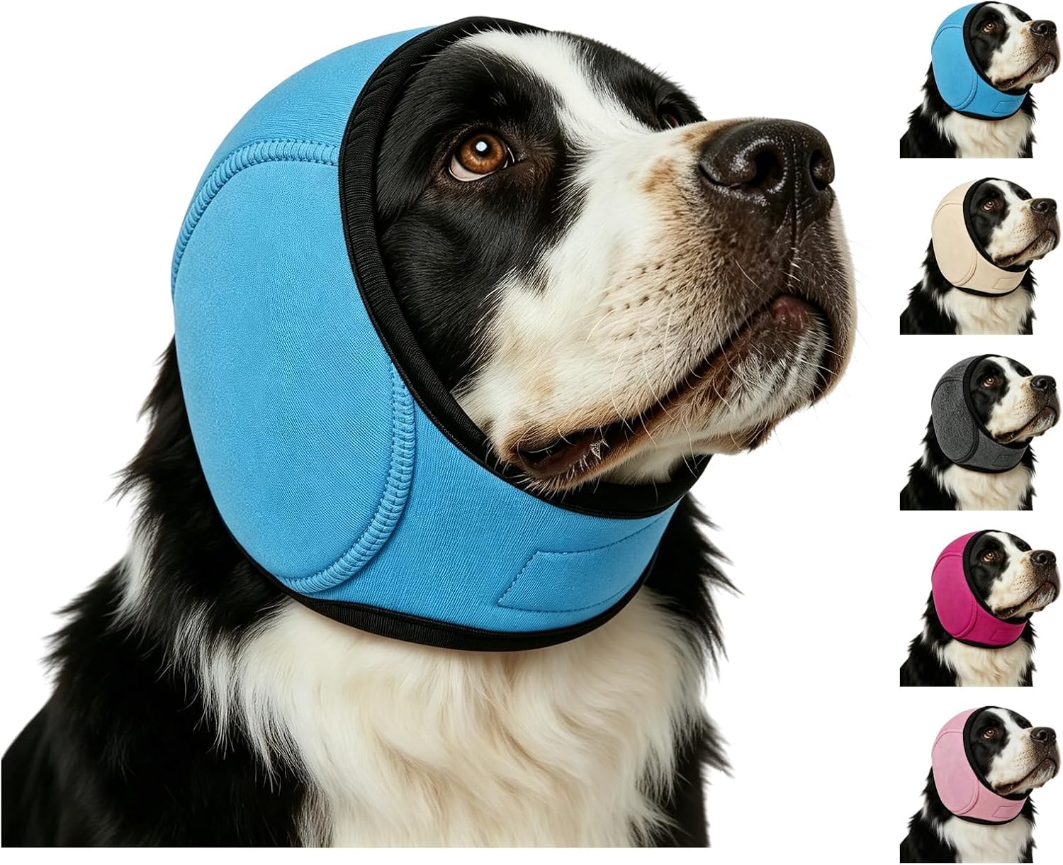 Noise Cancelling Ear Wrap, Dog No Shake Ear Muffs Noise Protection Firework Thunder Vacuum, Comfortable Quiet Dogs Calming Hoodie, Adjustable for Grooming Bathing & Swimming