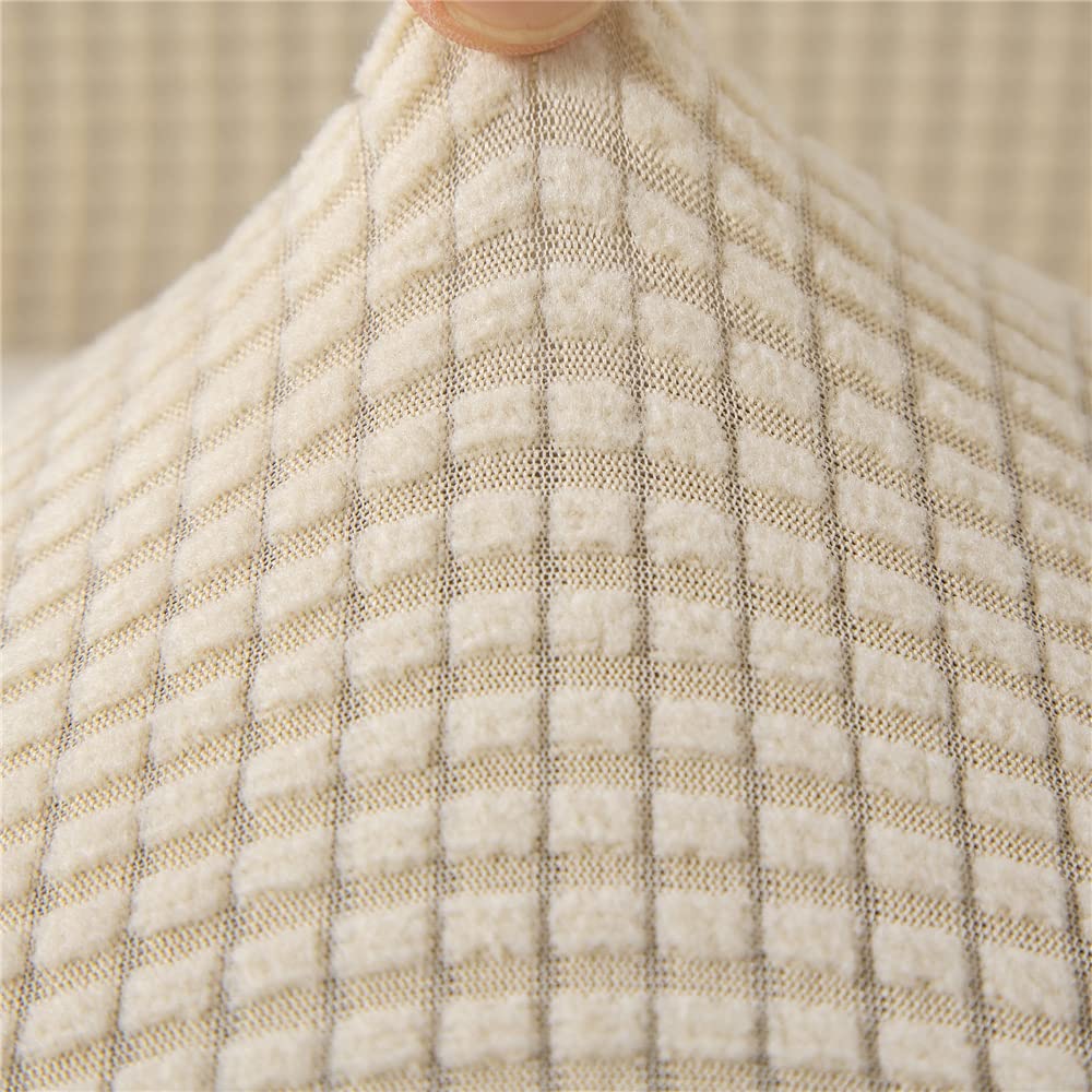 Highdi Fauteuilhoes Zonder Armleuningen - Wasbare Stretch Stoelhoes Jacquard Suède Wit