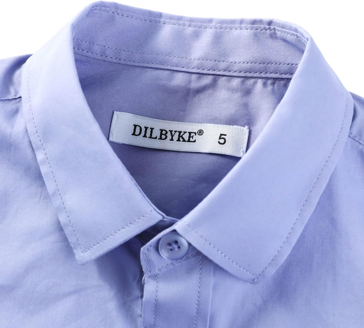 DILBYKE Boys’ Long Sleeve Dress Shirt Solid Button Down Cotton Shirts Uniform Woven Button Up Shirt - Image 2