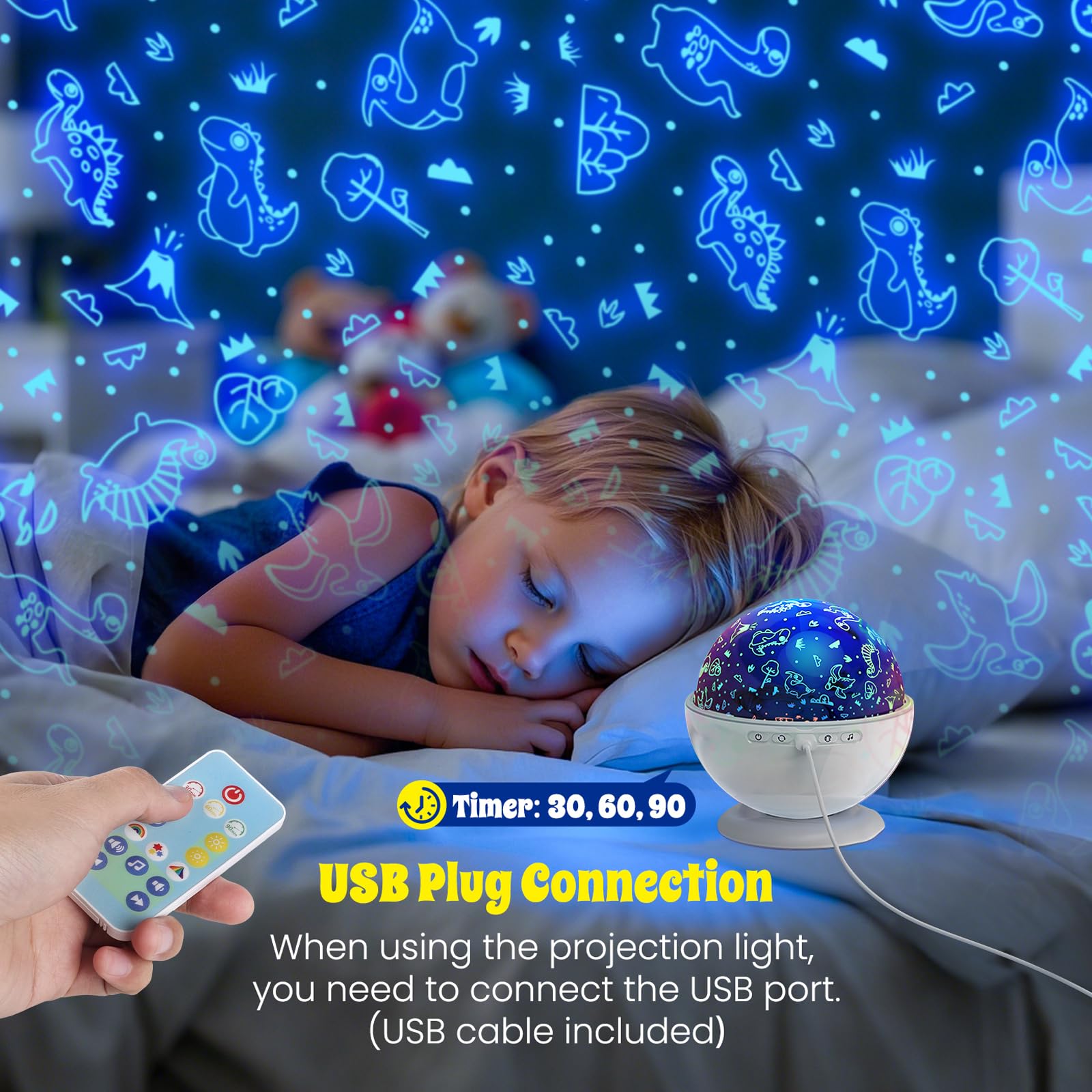 Stern-Nachtlicht für Kinder, Nebel, Sternenprojektor, 360 Grad drehbar, 4 LED-Leuchtmittel, 18 Lichtfarbwechsel mit USB-Kabel, romantisches Geschenk für Männer, Frauen, Kinder (weiß)