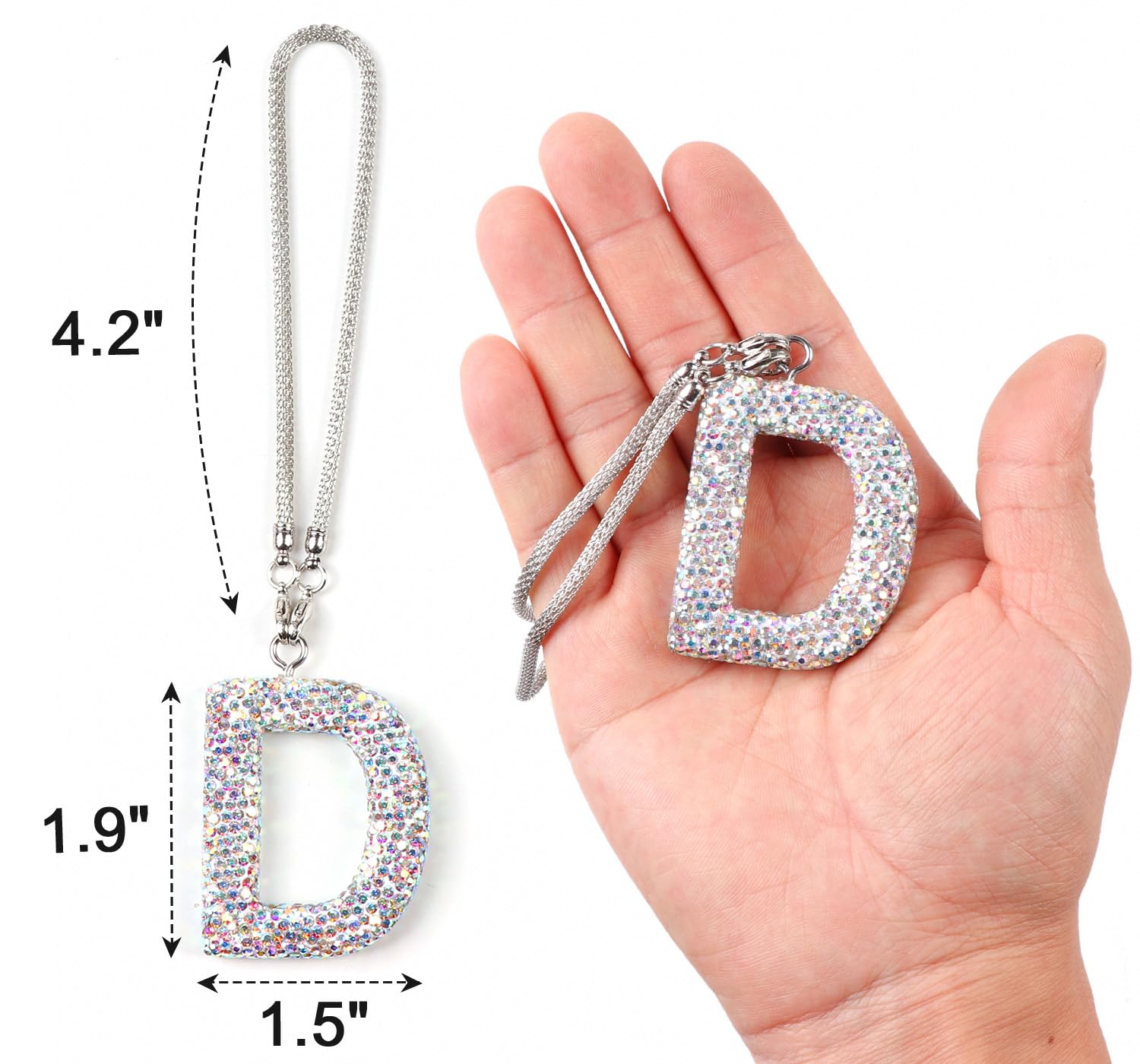 Colorful Bling Rearview Mirror Accessories Diamond Crystal Rhinestone Car Letter Pendant Cute Hanging Car Lucky Ornaments for Women — view 5