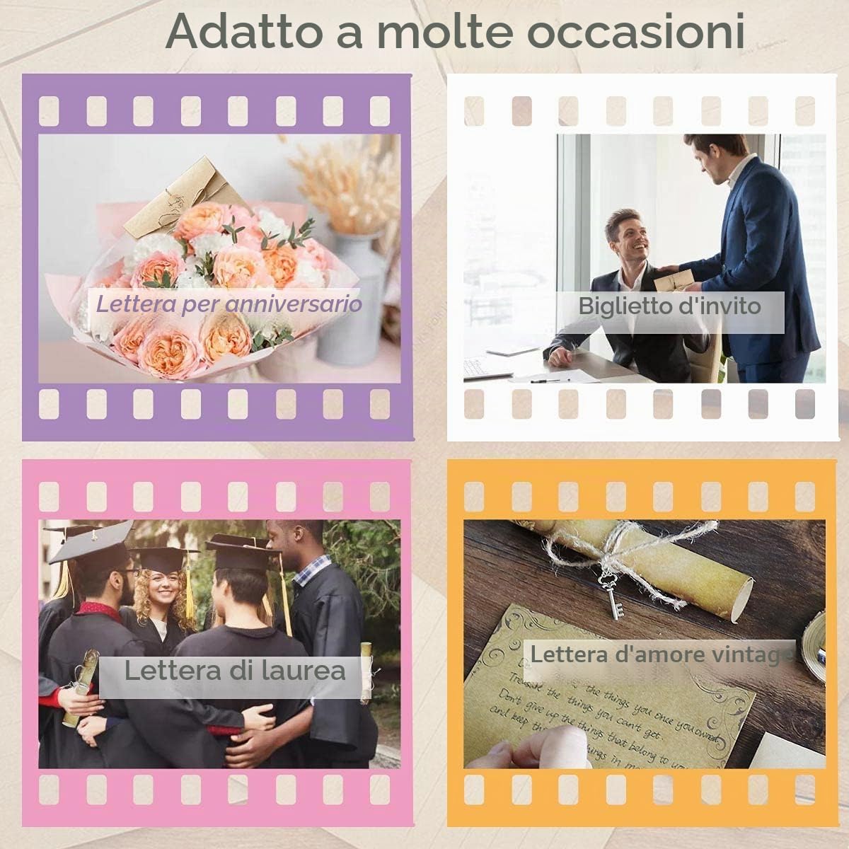 Set di carta kraft vintage 6 buste carta da lettere a righe inviti nozze biglietti auguri