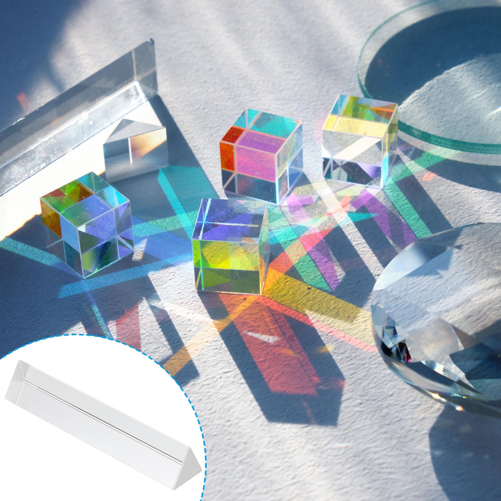 PATIKIL 150mm/6 pouce Triangulaire Prisme, 4 Paquet Verre Optique Cristal Arc-en-ciel Prisme pour Photographie Physique Enseignement Lumières Photo, Clair