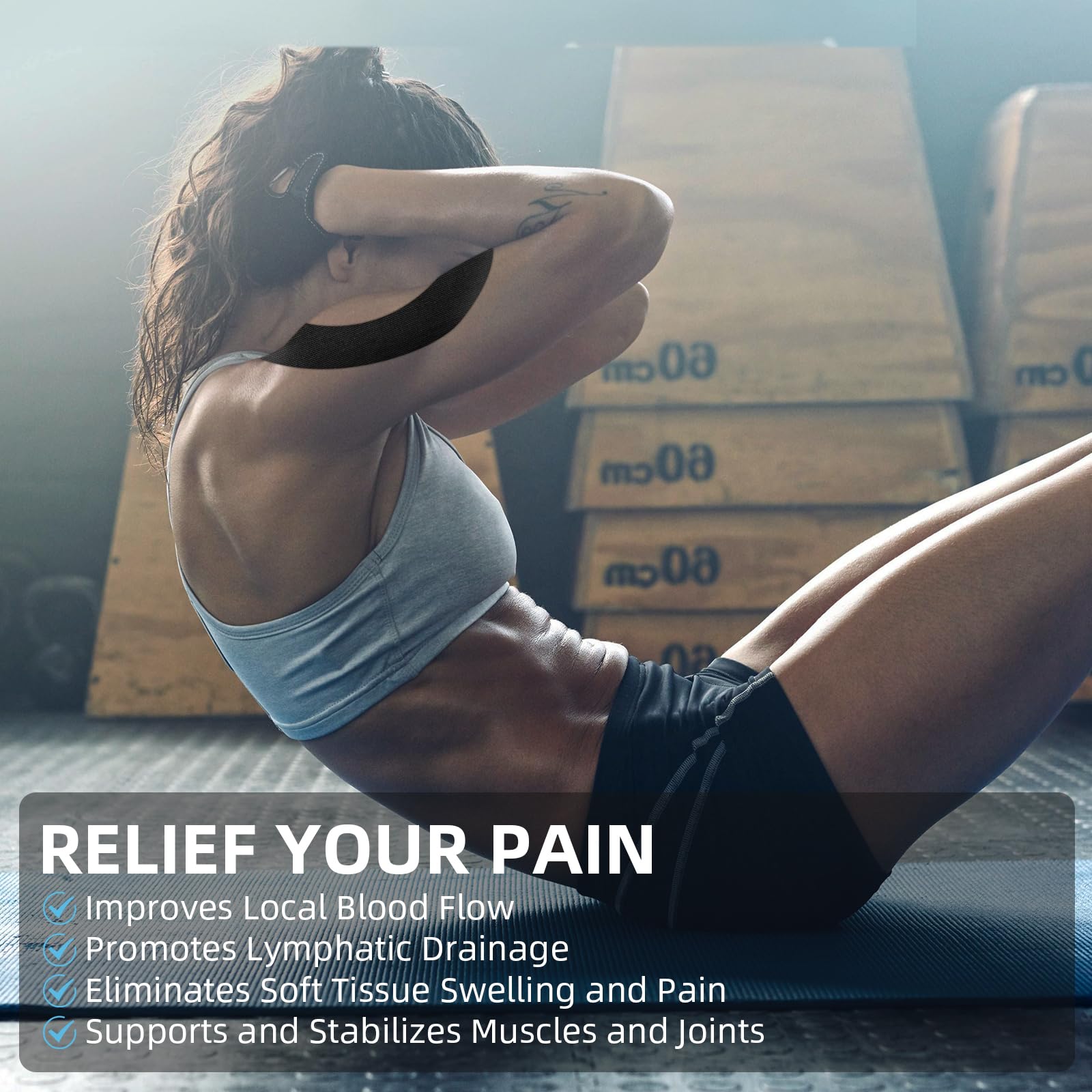 OK Tape Kinesiology Tape 25cm Pretagliato, 20 Strisce, Elastico Nastro Sportivo Per La Pelle, Adatto Per Ginocchia, Caviglie, Gomiti e Spalle 5m x 5cm (2 Rotoli,Viola)