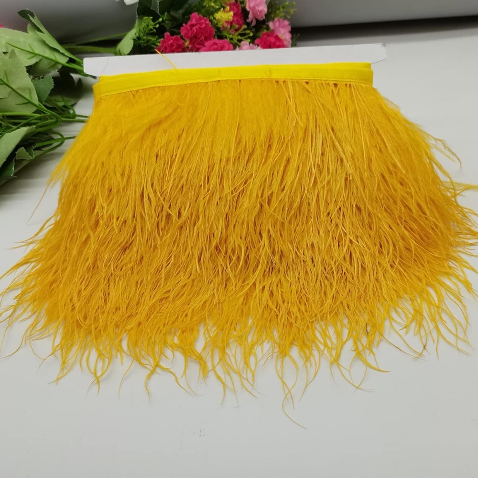 Frędzle, Wstążka z piór ogonowych, frędzle z piór, 5 jardów 3-4 Cal szeroka wstążka z piórami wykończenia Fringe DIY kostiumy akcesoria do szycia odzieży(Black)