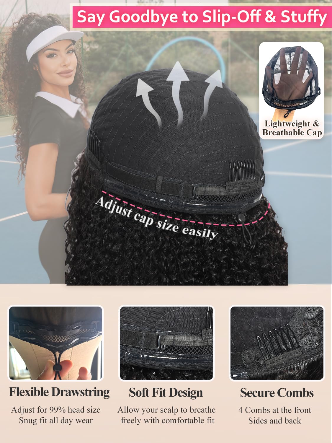 Burmese Curly Half Wig Human Hair 16 Inch 200% Density Invisible Flip Over Hairline Half Curly Wig Human Hair Headband Wigs for Black Women Drawstring Secure Fit Glueless Wigs Beginner Friendly