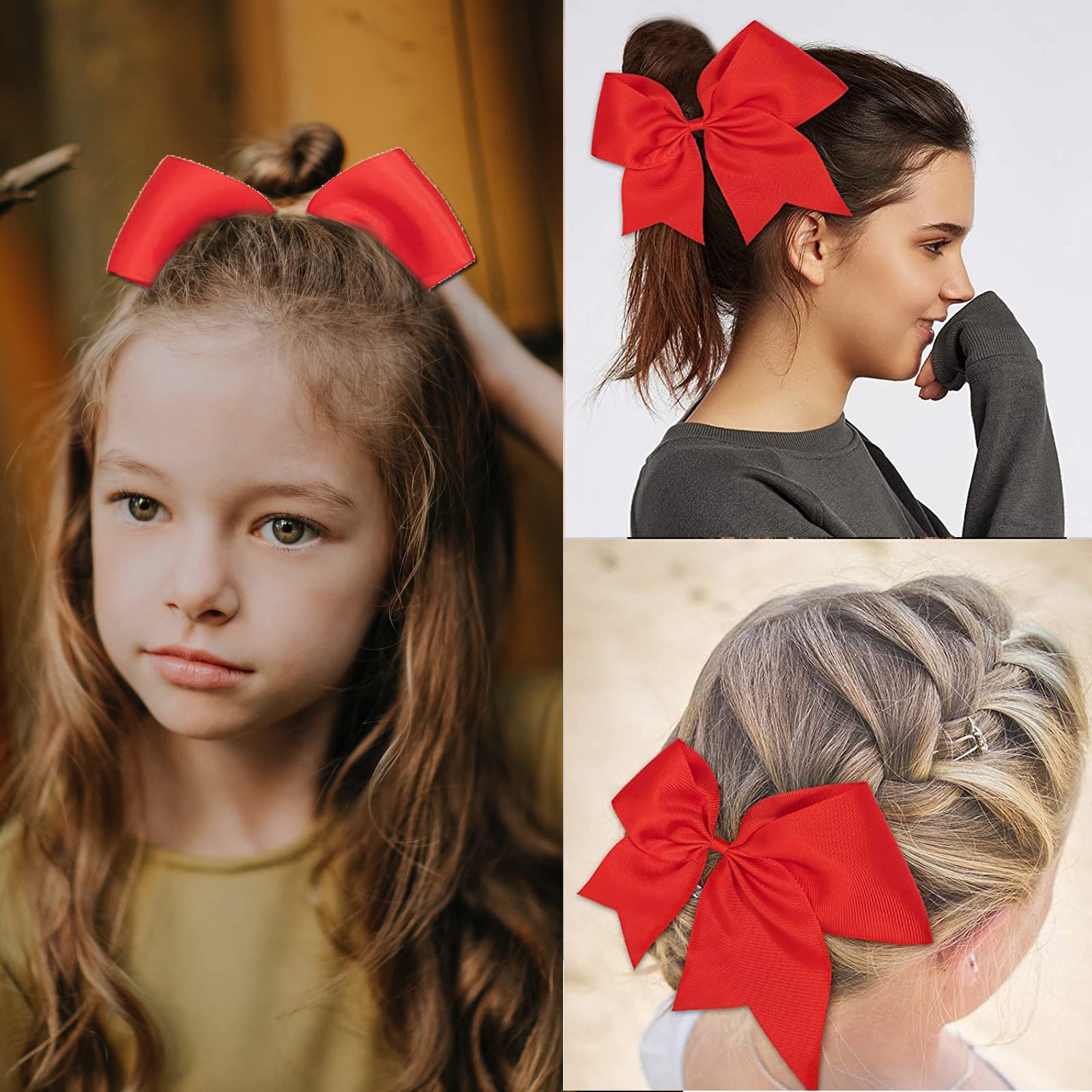 40 Fiocchi Per Capelli In Gros-Grain Per Bambine - 8cm, Elastici