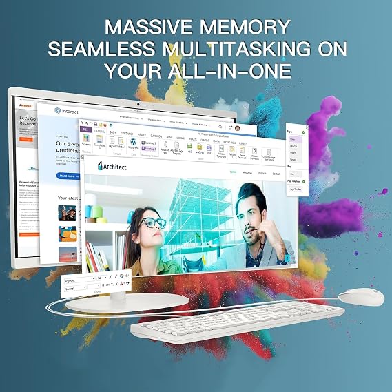 HP 22 FHD All-in-One Desktop PC Latest 2025 Model Exclusive Back-to-School Limited Edition 64GB RAM 2.5TB Storage (2TB SSD + 512GB External HD) 13th Gen Intel Quad-Core CPU Windows 11