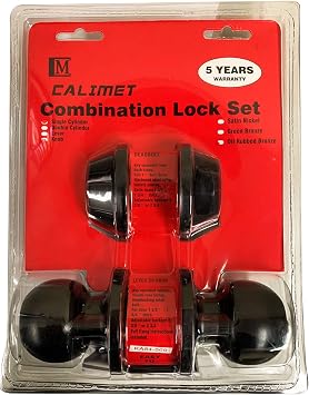 CALIMET Door Knob Lock Set, Keyed Knobs Lockset Handle, 2 Keys, Black