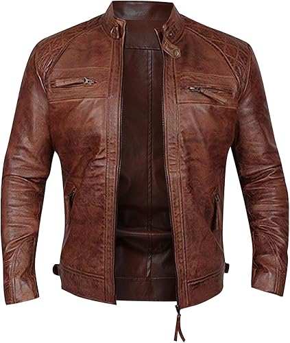 Miniatura 5 de RDEGOOCHA Chaqueta de cuero para motocicleta, para hombre, otoño, invierno, cuello alto, cremallera, chaqueta de manga larga, chaqueta de apuestas