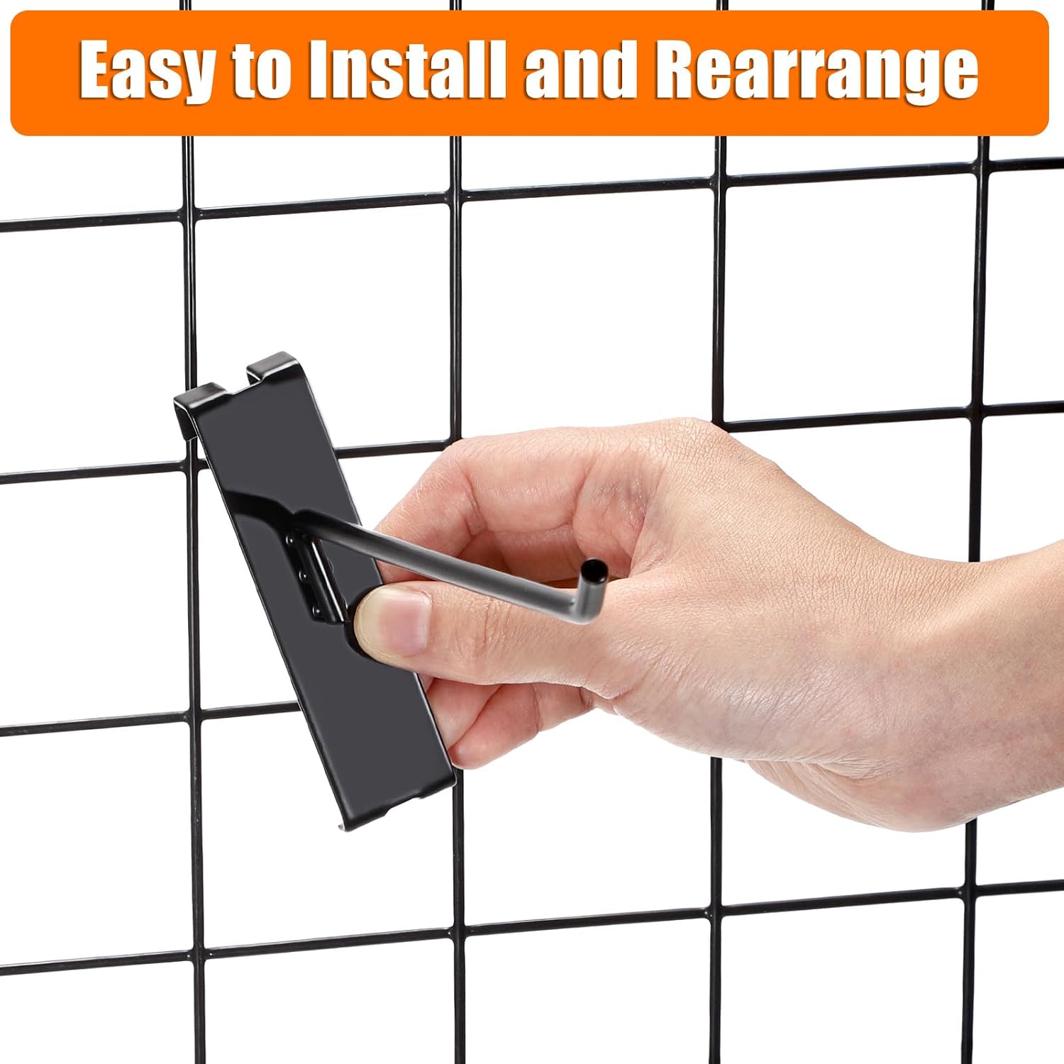 Kokone 35 Pack Metal Grid Wall Utility Notch Hooks, 8 Inches | Black, Grid Wall Hanger Grid Panel Accessories for Storing or Displaying for Retail Store, Home Stroage, Garage, Trade Show