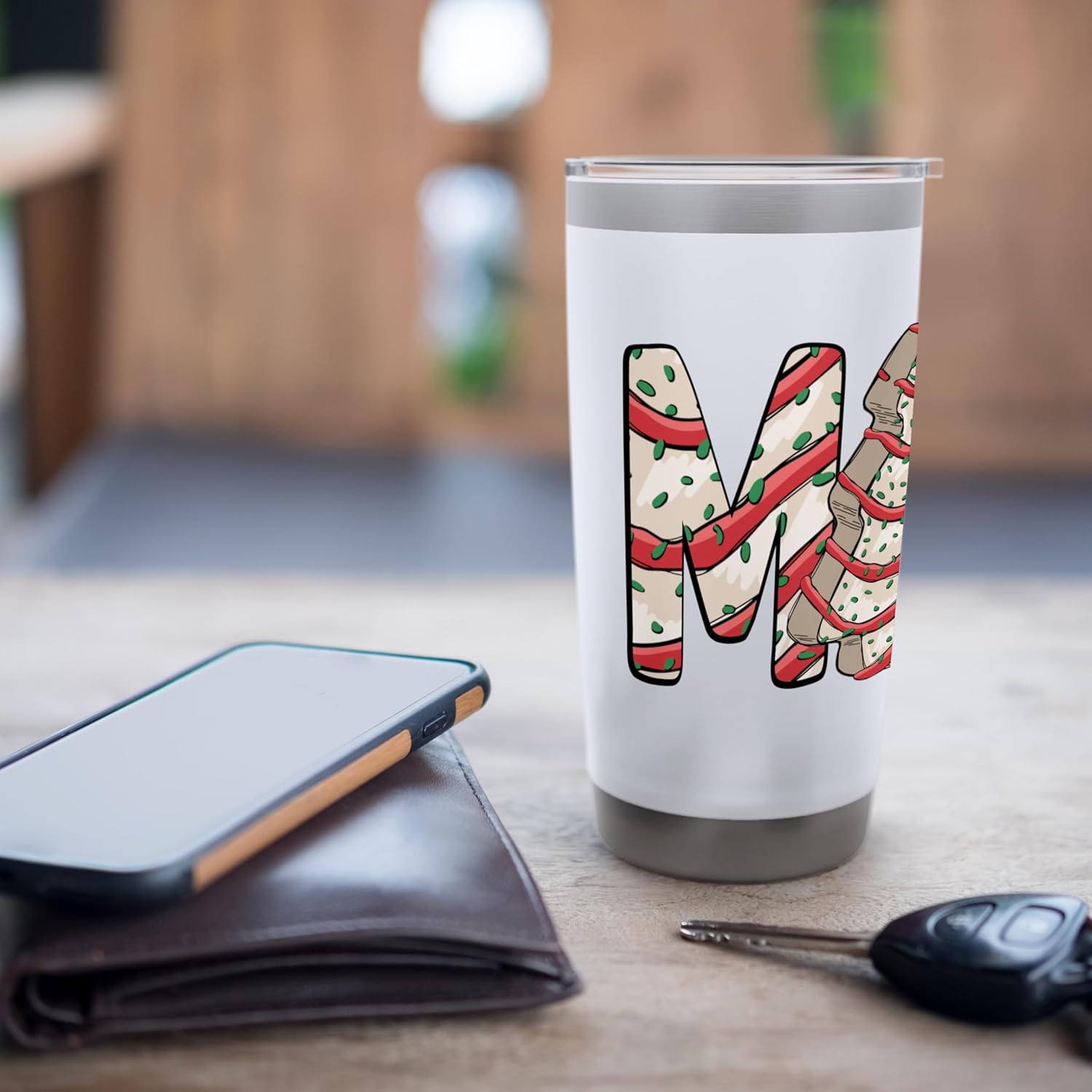 MAMA MOM Christmas Tree Frosting Frosted Cake Debbie Snack Stainless Steel Insulated Tumbler - Image 7