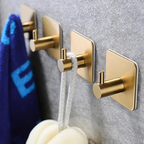 YIGII Ganchos adhesivosgancho para toallas de baño, ganchos de pared de acero inoxidable resistentes para colgar abrigos, batas, sombreros, bolsas
