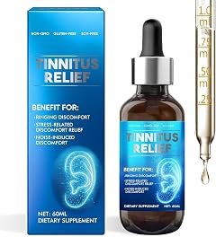 Tinnitus Relief for Ringing Ears - 60ml Natural Ear Drops for Ear Ringing Clicking Buzzing - Soothing Ear
