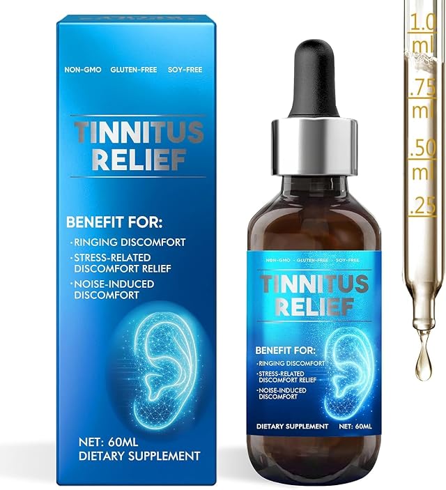 Tinnitus Relief for Ringing Ears - 60ml Natural Ear Drops for Ear Ringing Clicking Buzzing - Soothing Ear