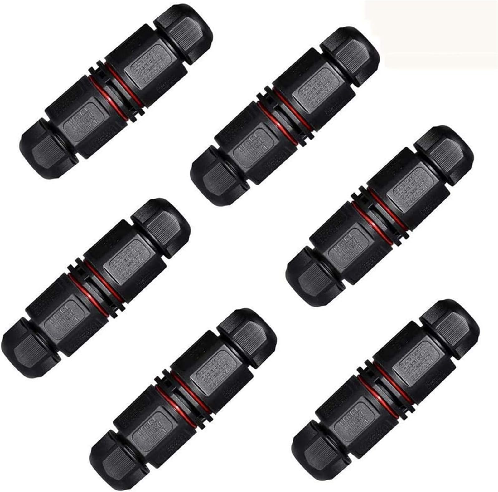 Junction Box Cable Connector, Mcwdoit 6PCS Waterproof IP65 Junction Box Outdoor Cable Connector- Connector External Sleeve Coupler Ø 5.8-10mm(Black, PVC)