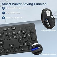 Vista 6 de Combo de teclado y mouse inalámbricos, silencioso y suave, teclado de computadora de tamaño completo de 2.4 G y mouse inalámbrico ergonómico